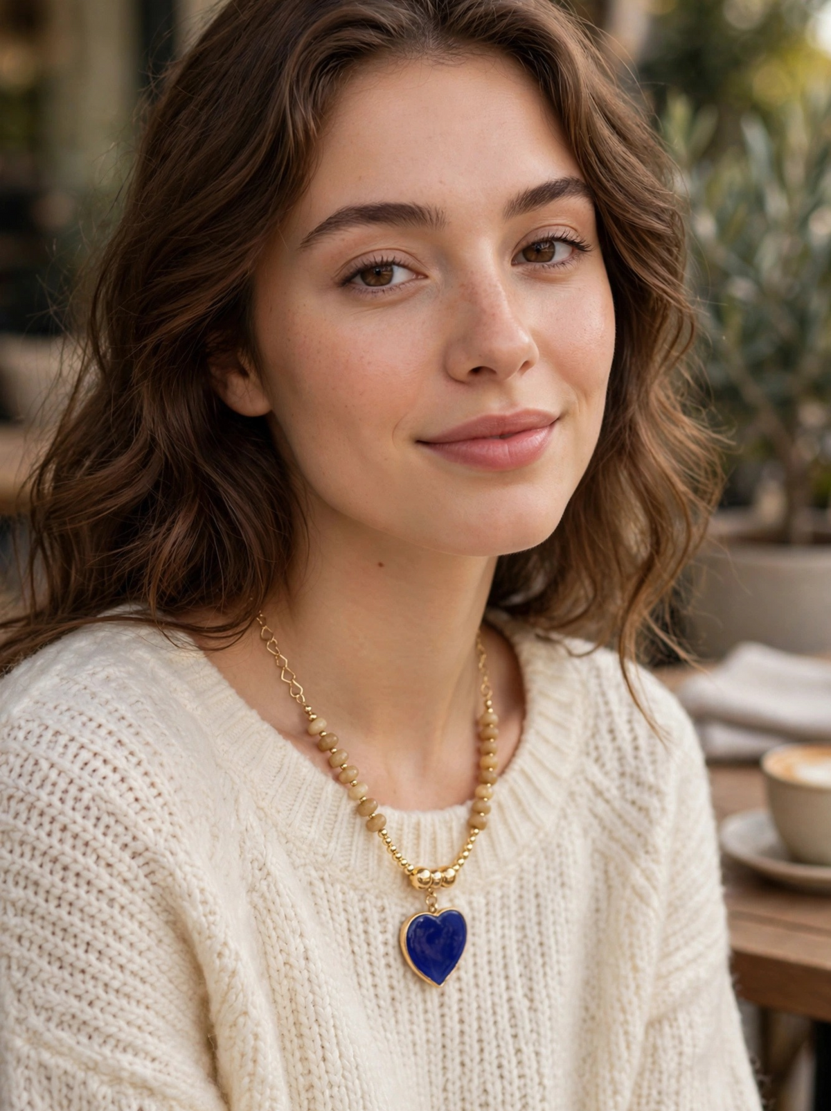 Blue heart necklace Neck-26002