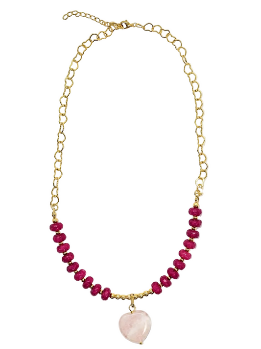 Pink heart necklace Neck-26004