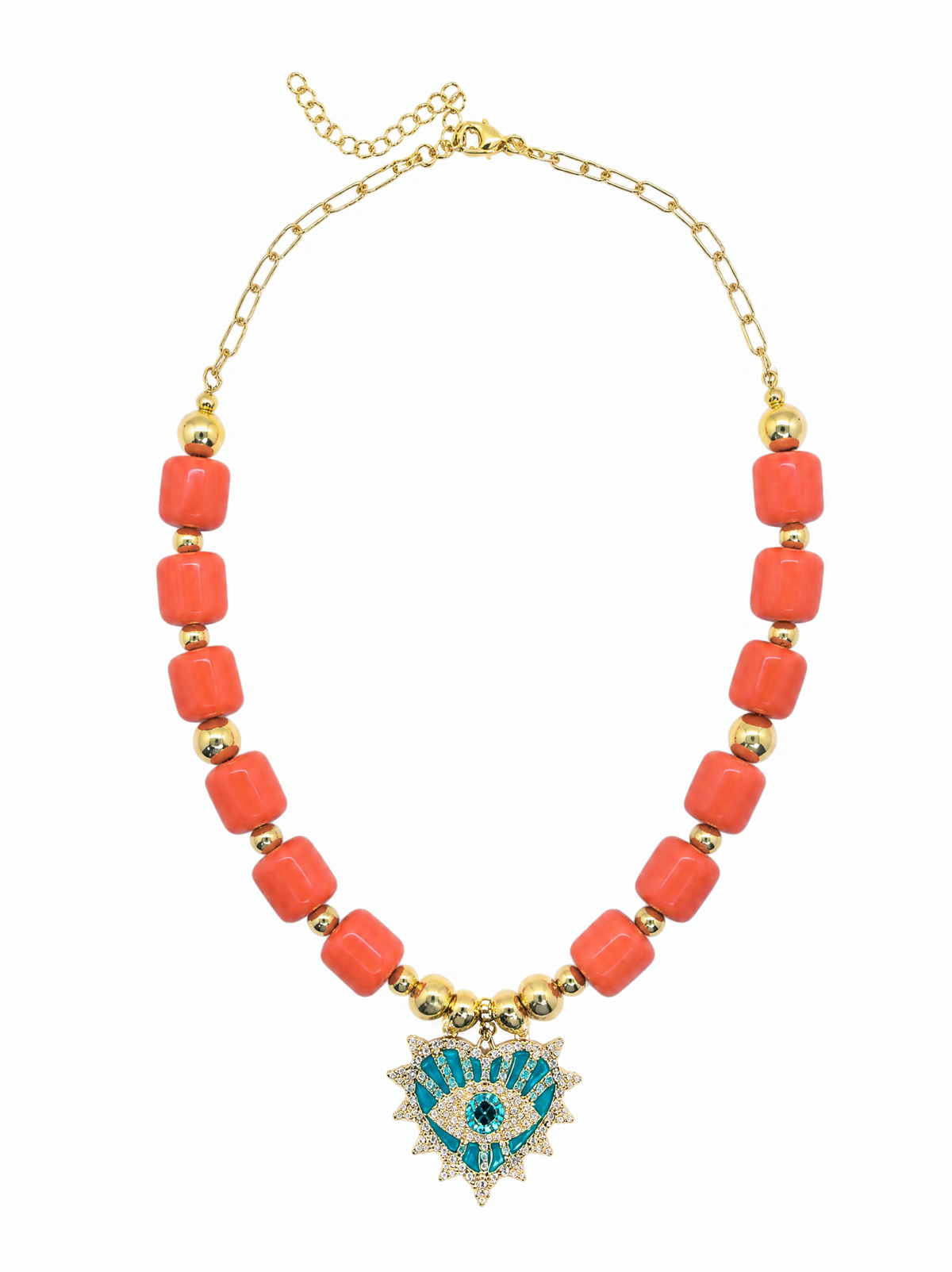 Red coral evil eye necklace Neck-26003